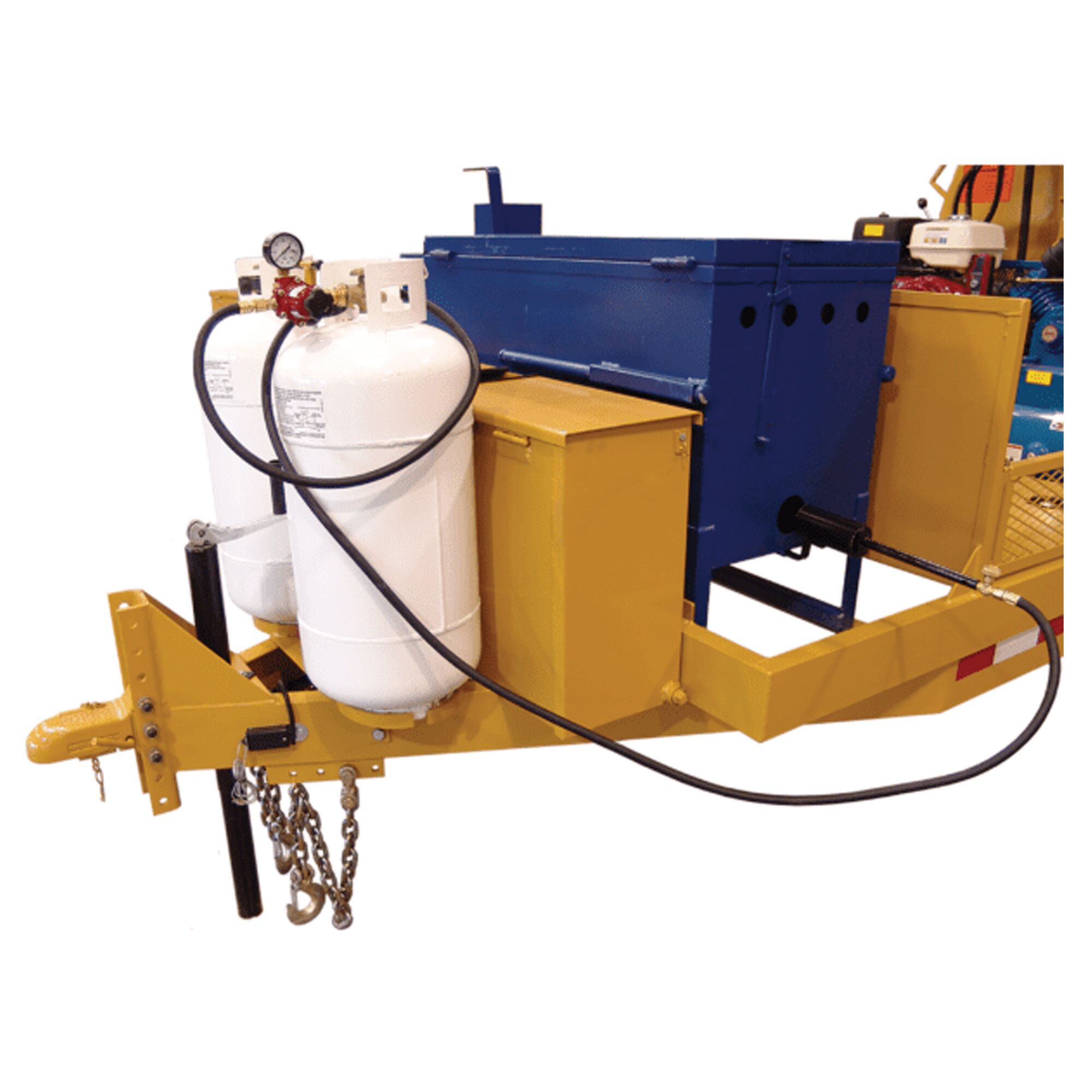 Blue 30-gallon direct fire melter