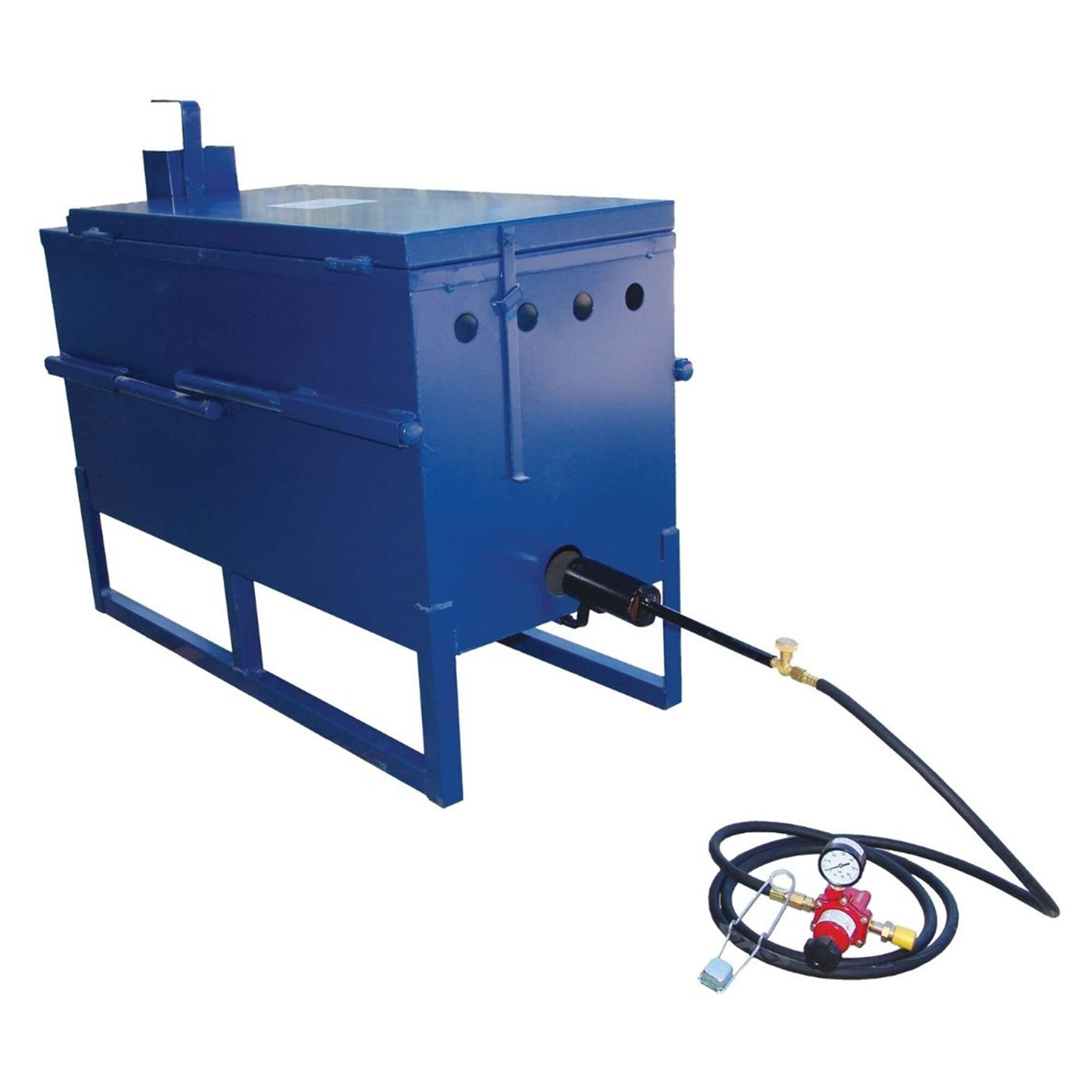 Blue 55-gallon direct fire melter