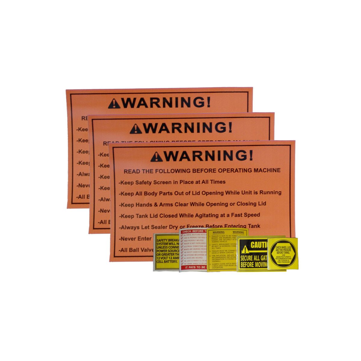 warning label kit for SR-850 Extreme trailer