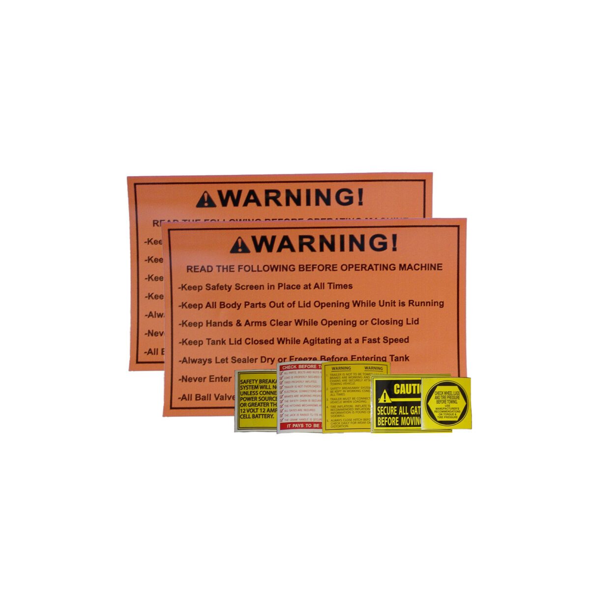 warning label kit for SR trailers